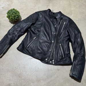 First Classics Black Leather Motorcycle Biker Jacket Women Size Large Asymmetric